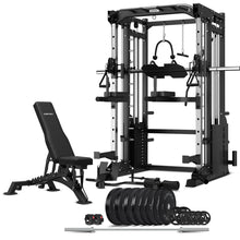 Load image into Gallery viewer, CORTEX SM-25 6-in-1 Power Rack With Smith &amp; Cable Machine + Bn-9 Bench + 130Kg Olympic Bumper Weight Plate &amp; Barbell Package