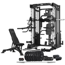 Load image into Gallery viewer, Cortex SM-25 6-In-1 Power Rack with Smith &amp; Cable Machine + Jammer Arms + Chest Fly Attachment + 23kg Weights Add On + BN-9 Bench + Ultimate Olympic Bumper Weight Plate &amp; Barbell Package