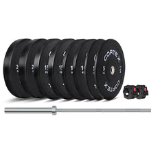 Load image into Gallery viewer, Cortex Black Series V3 Rubber Olympic Bumper Plate Set C 120kg (Plates and Bar)