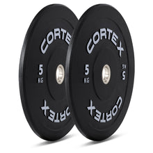 Load image into Gallery viewer, Cortex Black Series V3 Rubber Olympic Bumper Plate Set C 120kg (Plates and Bar)