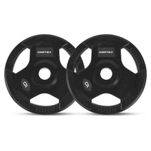 Load image into Gallery viewer, Cortex Tri-Grip V2 Rubber Olympic Plate Set G 145kg (Bar, Dumbbells, Plates)