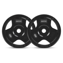 Load image into Gallery viewer, Cortex Tri-Grip V2 Rubber Olympic Plate Set G 145kg (Bar, Dumbbells, Plates)