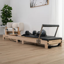 Load image into Gallery viewer, Lifespan Fitness Contour Folding Wooden Pilates Reformer Machine Set (Black)