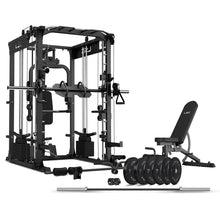 Load image into Gallery viewer, GRK200 10-in-1 Home Gym Station, Power Rack, Smith Machine and Cable Crossover + 90kg Olympic Barbell &amp; Bumper Plate Set