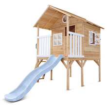 Load image into Gallery viewer, Archie Cubby House - Elevated with 1.8m Pastel Blue Slide