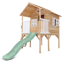 Load image into Gallery viewer, Archie Cubby House - Elevated with 1.8m Pastel Green Slide