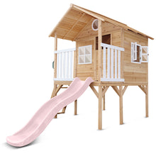 Load image into Gallery viewer, Archie Cubby House - Elevated with 1.8m Pastel Pink Slide
