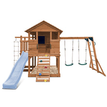 Load image into Gallery viewer, Kingston Cubby House, Monkey Bars &amp; Swing Set with 2.2m Slide (Pastel Blue)