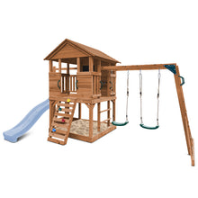 Load image into Gallery viewer, Kingston Cubby House, Monkey Bars &amp; Swing Set with 2.2m Slide (Pastel Blue)