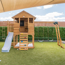 Load image into Gallery viewer, Kingston Cubby House, Monkey Bars &amp; Swing Set with 2.2m Slide (Pastel Blue)