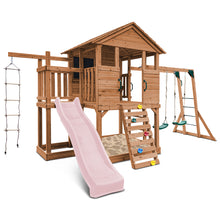 Load image into Gallery viewer, Kingston Cubby House, Monkey Bars &amp; Swing Set with 2.2m Slide (Pastel Pink)