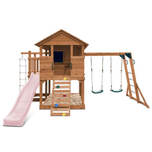 Load image into Gallery viewer, Kingston Cubby House, Monkey Bars &amp; Swing Set with 2.2m Slide (Pastel Pink)
