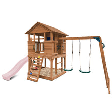 Load image into Gallery viewer, Kingston Cubby House, Monkey Bars &amp; Swing Set with 2.2m Slide (Pastel Pink)