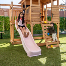 Load image into Gallery viewer, Kingston Cubby House, Monkey Bars &amp; Swing Set with 2.2m Slide (Pastel Pink)