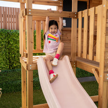Load image into Gallery viewer, Kingston Cubby House, Monkey Bars &amp; Swing Set with 2.2m Slide (Pastel Pink)