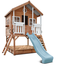 Load image into Gallery viewer, Winchester Cubby House (Elevated 1.2m) with 2.2m Slide (Pastel Blue)