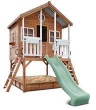 Load image into Gallery viewer, Winchester Cubby House (Elevated 1.2m) with 2.2m Slide (Pastel Green)