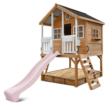 Load image into Gallery viewer, Winchester Cubby House (Elevated 1.2m) with 2.2m Slide (Pastel Pink)
