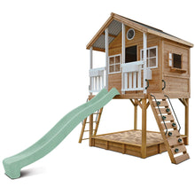 Load image into Gallery viewer, Winchester Cubby House (Elevated 1.45m) with 3.0m Slide (Pastel Green)