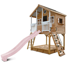 Load image into Gallery viewer, Winchester Cubby House (Elevated 1.45m) with 3.0m Slide (Pastel Pink)