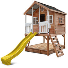 Load image into Gallery viewer, Winchester Cubby House with 1.2m Elevation Platform and 2.2m Yellow Slide