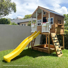 Load image into Gallery viewer, Winchester Cubby House with 1.45m Elevation Platform and 3m Yellow Slide