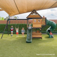 Load image into Gallery viewer, Claremont Play Centre with 2.2m Ivory Slide and Green Spiral Tube Slide