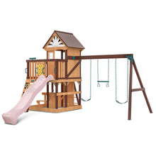 Load image into Gallery viewer, Coventry Swing Set &amp; Playground with 2.2m Slide (Pastel Pink)