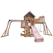 Load image into Gallery viewer, Kensington Swing Set, Monkey Bars &amp; Playground with 2.2m Slide (Pastel Pink)