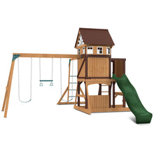 Load image into Gallery viewer, Meer Brook Swing Set, Monkey Bars &amp; Playground with 2.2m Slide (Green)