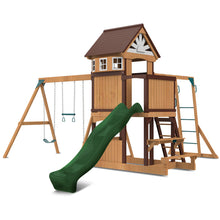 Load image into Gallery viewer, Meer Brook Swing Set, Monkey Bars &amp; Playground with 2.2m Slide (Green)