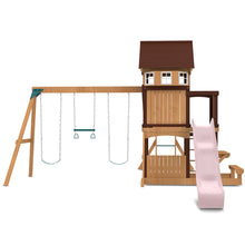 Load image into Gallery viewer, Meer Brook Swing Set, Monkey Bars &amp; Playground with 2.2m Slide (Pastel Pink)