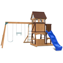 Load image into Gallery viewer, Meer Brook Play Centre &amp; Swing Set (Blue Slide)