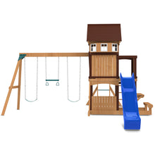 Load image into Gallery viewer, Meer Brook Play Centre &amp; Swing Set (Blue Slide)