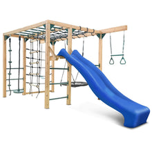 Load image into Gallery viewer, Orangutan Monkey Bars Jungle Gym Climbing Frame with 2.2m Slide (Blue)
