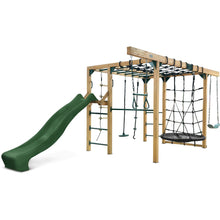 Load image into Gallery viewer, Orangutan Monkey Bars Jungle Gym Climbing Frame with 2.2m Slide (Green)