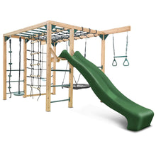 Load image into Gallery viewer, Orangutan Monkey Bars Jungle Gym Climbing Frame with 2.2m Slide (Green)