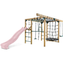 Load image into Gallery viewer, Orangutan Monkey Bars Jungle Gym Climbing Frame with 2.2m Slide (Pastel Pink)