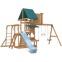 Load image into Gallery viewer, Walton Swing Set, Monkey Bars &amp; Playground with 2.2m Slide (Pastel Blue)