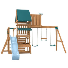 Load image into Gallery viewer, Walton Swing Set, Monkey Bars &amp; Playground with 2.2m Slide (Pastel Blue)