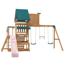 Load image into Gallery viewer, Walton Swing Set, Monkey Bars &amp; Playground with 2.2m Slide (Pastel Pink)