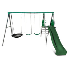 Load image into Gallery viewer, Europa Commercial Grade Steel Swing Set with Climb &amp; 2.2m Slide (Green)