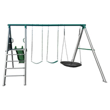 Load image into Gallery viewer, Europa Commercial Grade Steel Swing Set with Climb &amp; 2.2m Slide (Green)