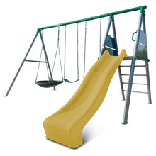 Load image into Gallery viewer, Europa Commercial Grade Steel Swing Set with Climb &amp; 2.2m Slide (Yellow)