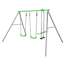 Load image into Gallery viewer, Hurley 3 Station Swing Set with 1.8m Green Slide