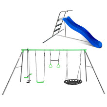 Load image into Gallery viewer, Lynx 4 Station Swing Set with 1.8m Blue Slide