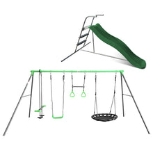 Load image into Gallery viewer, Lynx 4 Station Swing Set with 1.8m Green Slide