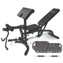 Load image into Gallery viewer, CORTEX BN-11 Exercise FID Bench + 79kg Standard Tri-Grip Weight Plate and Dumbbell Package