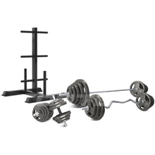 Load image into Gallery viewer, CORTEX 90kg Tri-Grip 25mm Standard Barbell Weight Set with Weight Tree