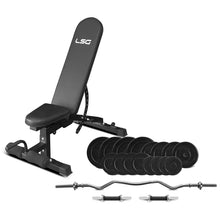 Load image into Gallery viewer, GBN-006 14-Level FID Exercise Bench + Dumbbell &amp; Curl Bar 84kg Weight Package